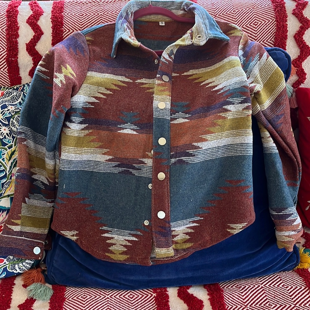 Light wool Aztec Shacket